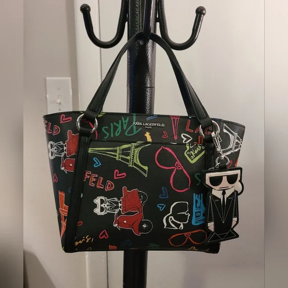 Karl Lagerfeld Adele Paris graffiti satchel - Picture 5 of 10